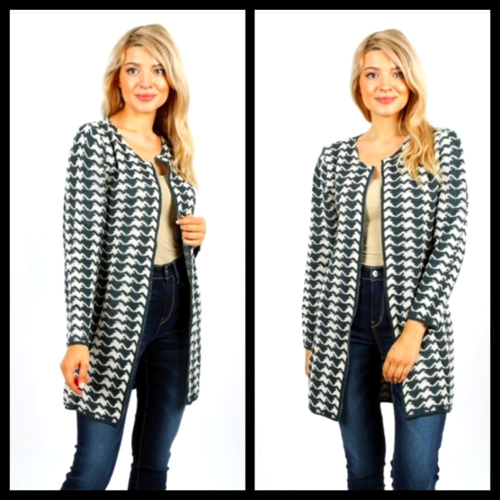 Green and White Cardigan